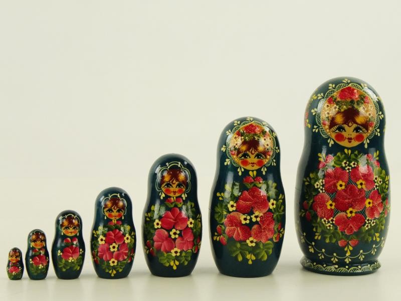 Set van 7 handbeschilderde Russische Matroesjka’s