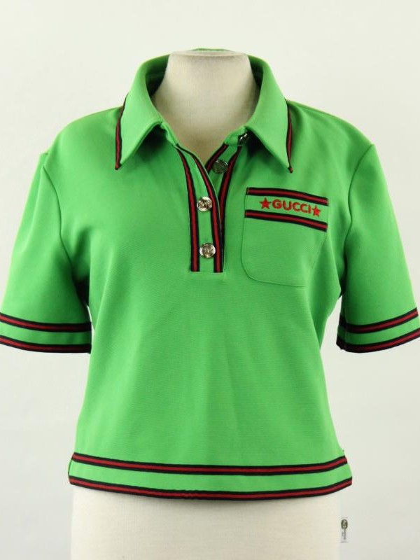 Gucci top in felgroen met iconische strepen