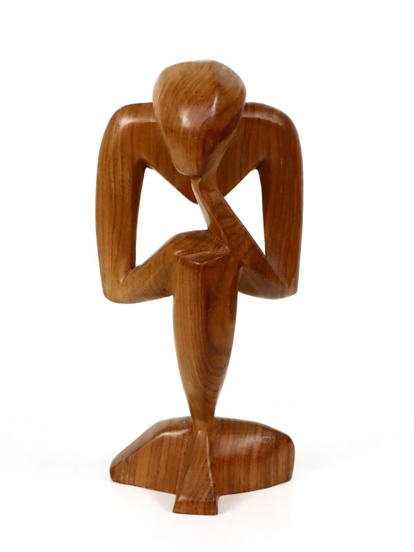 Uniek houten beeld “Le Penseur”
