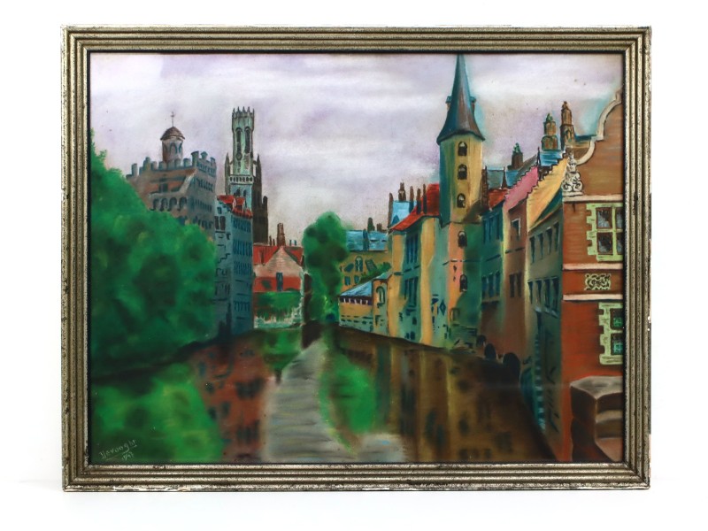 Schilderij 'Rozenhoedkaai Brugge' - 1947