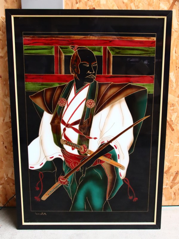 Kunstwerk met de afbeelding van een Japanse samoerai