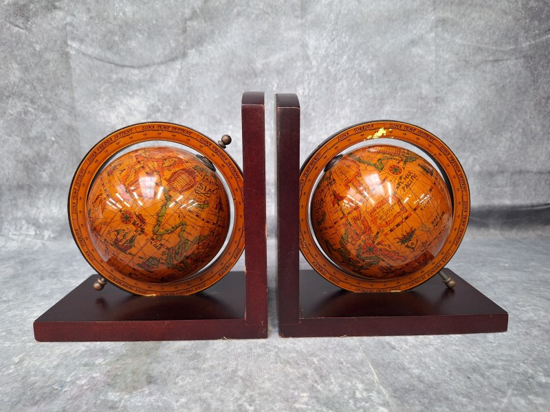 Boekensteunen met Wereldbollen  Klassieke Globe Bookends - Vintage Stijl