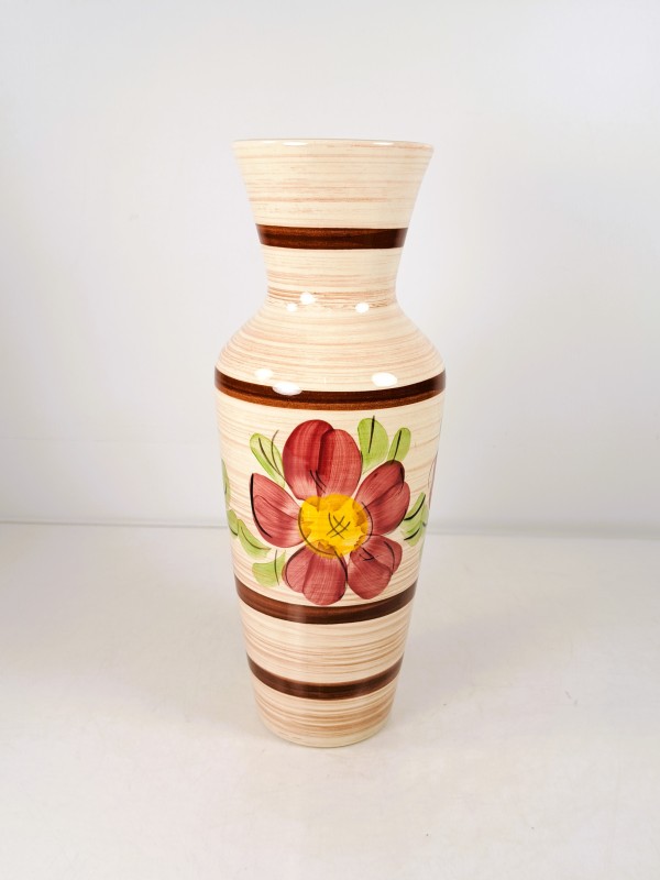 Keramische vaas West Germany met bloemdecor.