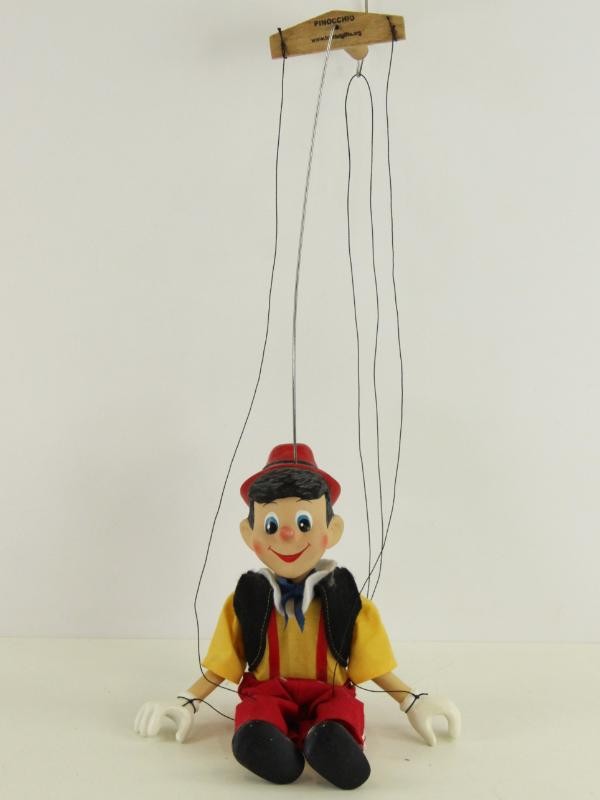 Pinocchio marionet handgeschilderd porselein & hout