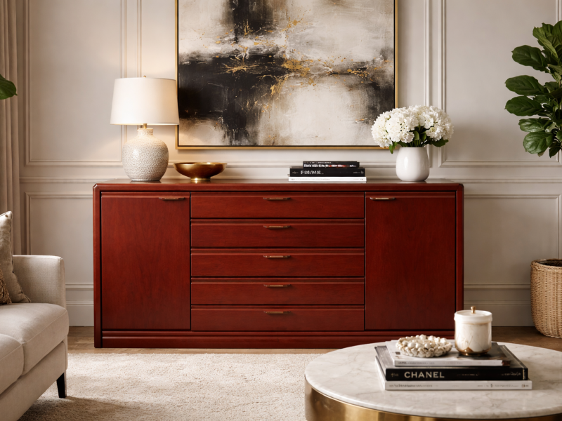 houten design dressoir Kare Design Madeira Bright | Houten dressoir met houtsnijwerk | 86707