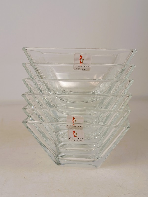 Set van 6 Caldiere glazen schaaltjes – Italië.