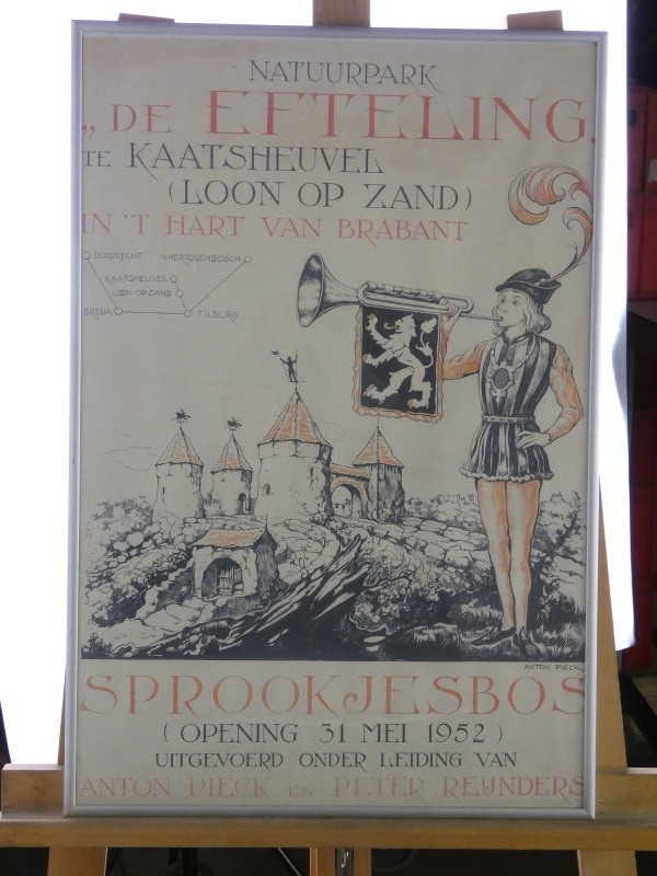Vintage litho van een affiche voor Natuurpark De Efteling