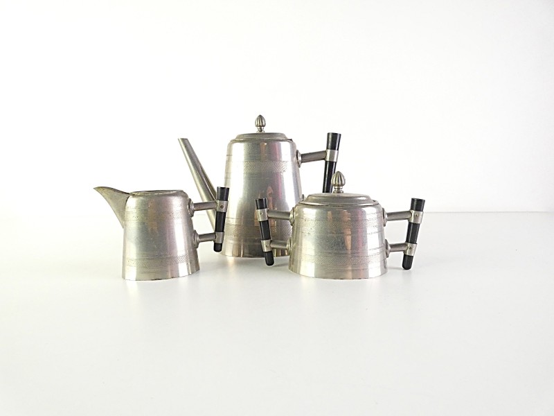 Art-deco driedelige koffie- of theeset van Excelsior-Nikl
