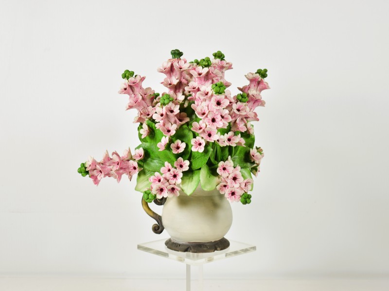 Capodimonte bloemenvaas met porseleinen bloemen – Mollica Italy.