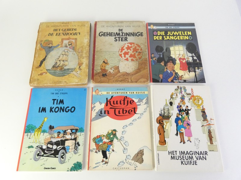 6 strips van Kuifje met vroege drukken