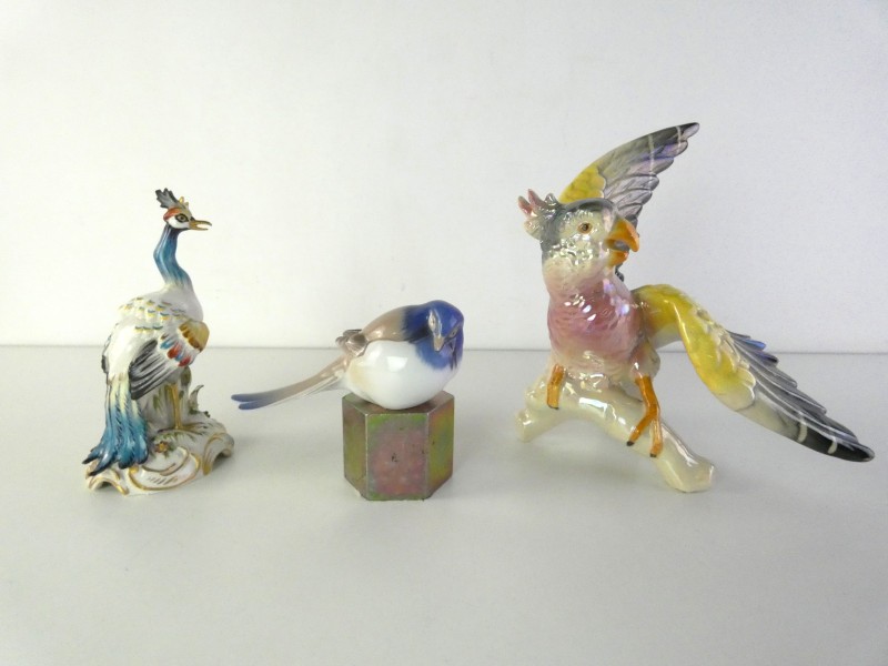 Lot van 3 keramische vogels