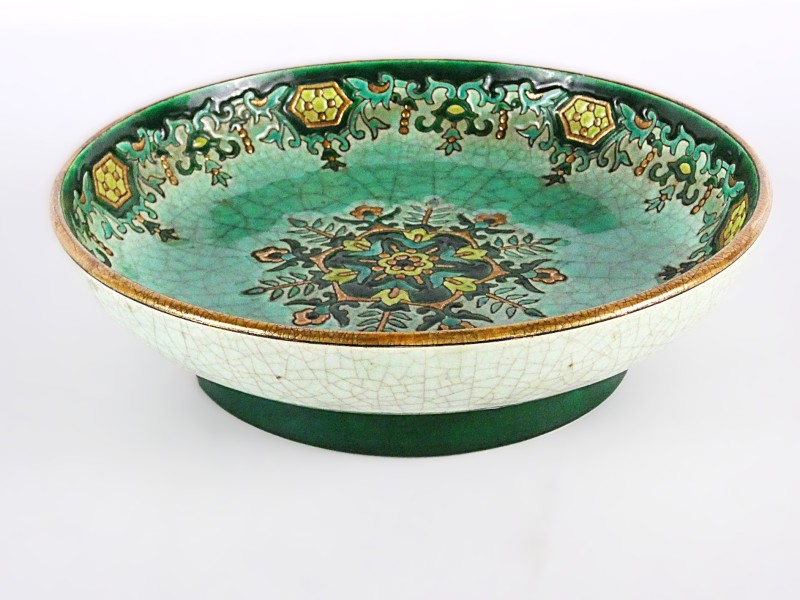 Vintage schaal op voet - Longwy Cloisonné
