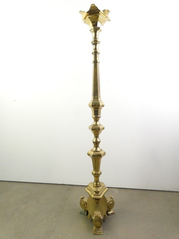 Kerkelijke kaarshouder - Massief messing – 114 cm - 10,5 kg