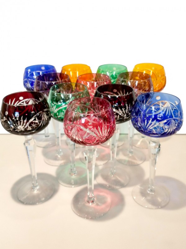 Set van 12 vintage kristallen glazen