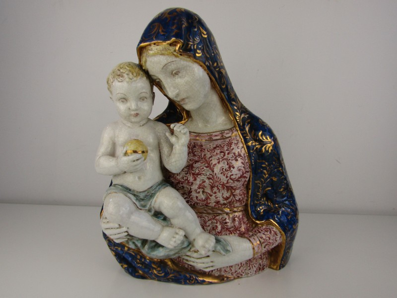 Zeldzaam Borstbeeld: Maria met Kind, Prof. Eugenio Pattarino, Italy