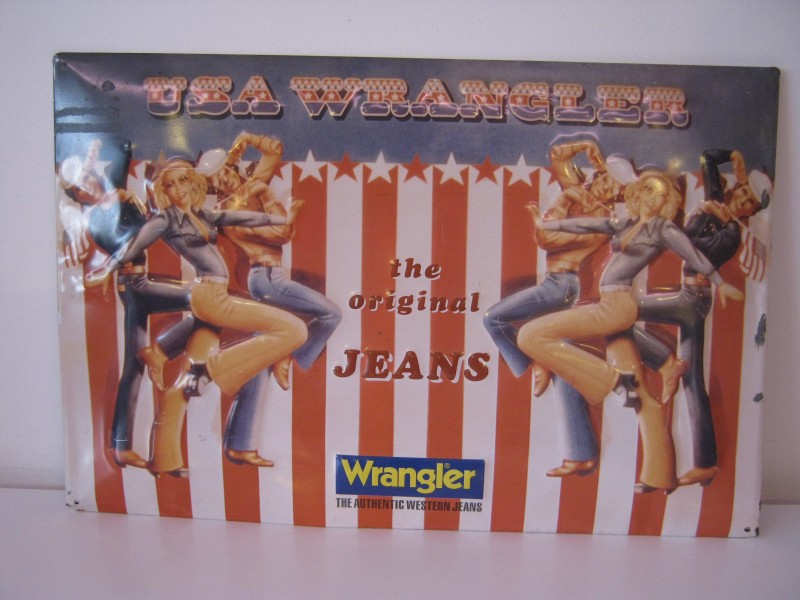 Retro emaille reklamebord USA Wrangler jeans
