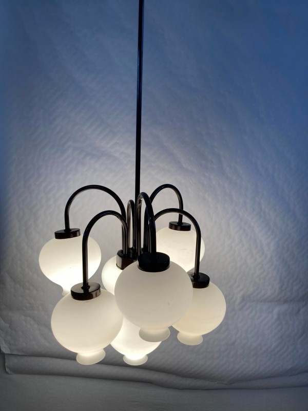Vintage hanglamp met 7 lichtpunten