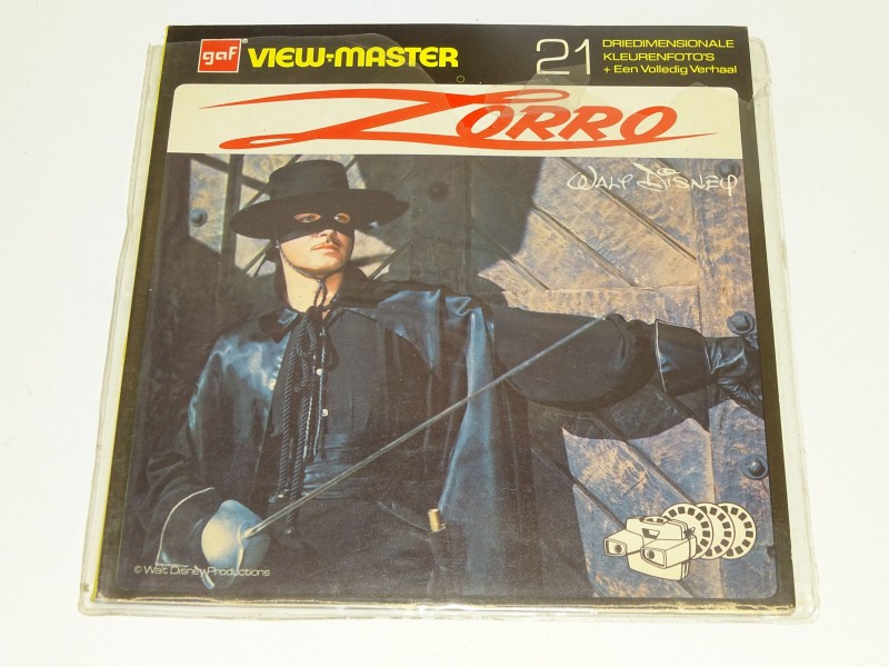 Oude Viewmaster Kaarten: Zorro, Walt Disney, 1958