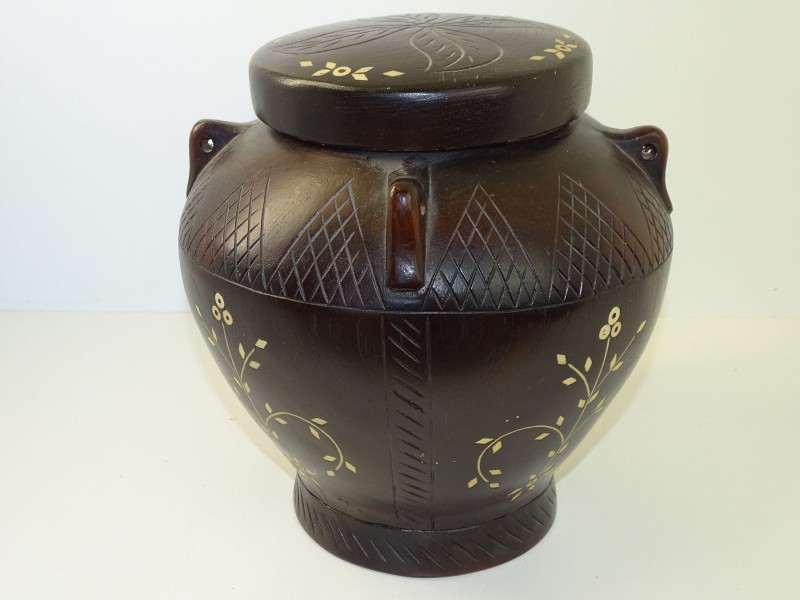 Handgemaakte Houten Pot/Urne