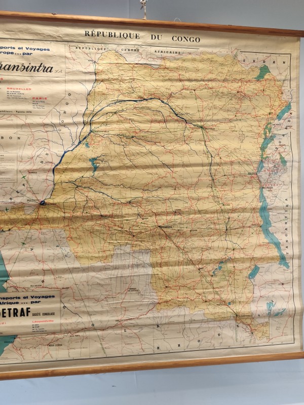Geografische wandkaart "Congo', jaren 60
