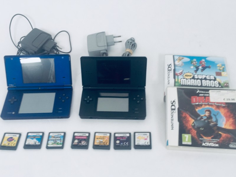 Nintendo DS/DS lite Met Adapters en 9 Games Kringwinkel