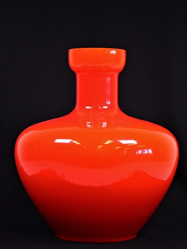 Haringen Vooruitzien berouw hebben Grote, rode/oranje glazen vaas - De Kringwinkel