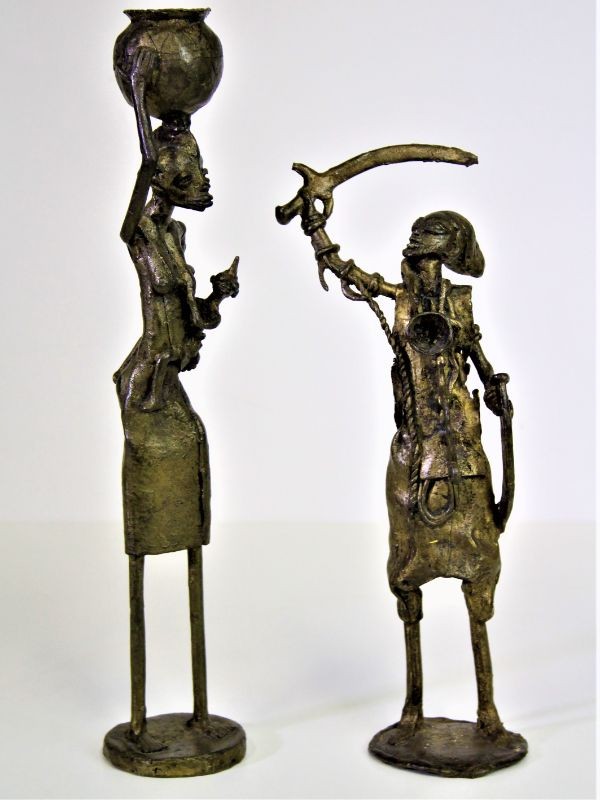 kolf propeller Wiegen 2 Bronzen Afrikaanse beelden - handwerk - De Kringwinkel
