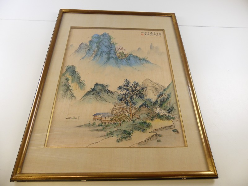 Vintage Chinese schildering op Zijde